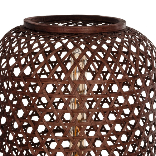 GloboStar® CURACAO 999-0041 Μοντέρνο Επιδαπέδιο Φωτιστικό Μονόφωτο 1 x E27 IP20 Μαύρο Μέταλλο με Καφέ Ξύλο - Μ30 x Π30 x Υ165cm