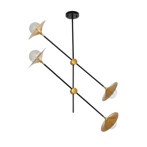 GLOBOSTAR® JOLIET 999-0044 Μοντέρνο Φωτιστικό Οροφής με Ντουί 4 x G9 AC 220-240V IP20 - Μαύρο & Χρυσό - Μ93 x Π20 x Υ106cm