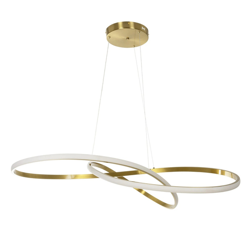 GLOBOSTAR® DEXTER 60920 Μοντέρνο Κρεμαστό Φωτιστικό Οροφής LED 120W 13440lm 300° AC 220-240V IP20 Ρυθμιζόμενο Λευκό CCT με Χειριστήριο από 2700K έως 6000K Dimmable - Lumileds SMD Chip - Χρυσό Βούρτσας - Μ103 x Π103 x Υ30cm - 3 Χρόνια Εγγύηση