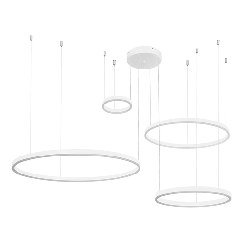 kelvo® VENOM 61192 Μοντέρνο Κρεμαστό Φωτιστικό Οροφής LED 150W 17659lm 120° AC 220-240V IP20 Ρυθμιζόμενο Λευκό CCT με Χειριστήριο από 2700K έως 6000K Dimmable - Lumileds SMD Chip - Λευκό Ματ - Μ150 x Π90 x Υ60cm - 3 Χρόνια Εγγύηση