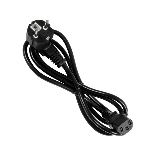 GLOBOSTAR® PLUGA 61498 Καλώδιο Τροφοδοσίας C13 με Πλάγια Πρίζα Schuko 250V 10A max 1.5m - 3*0.75mm2 - Μαύρο - Μ150 x Π3.6 x Υ3.6cm