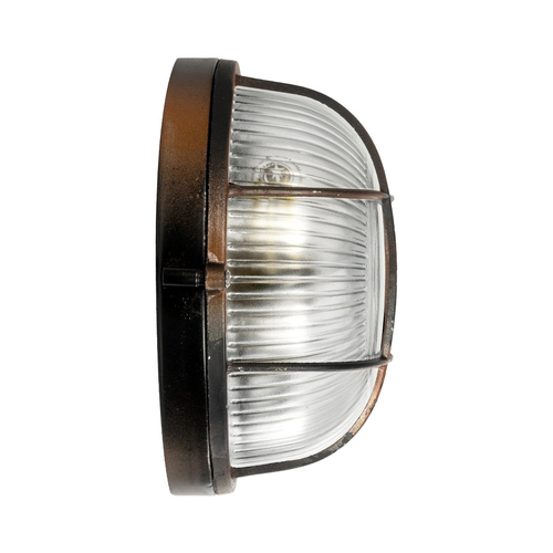 GLOBOSTAR® BOATLIGHT 61623 Vintage Φωτιστικό Καραβοχελώνα Τοίχου & Οροφής με Ντουί 1 x E27 AC 220-240V Αδιάβροχο IP65 - Χάλκινο Παλαιωμένο Εφέ Σκουριάς Ματ - Μ17.5 x Π17.5 x Υ9cm