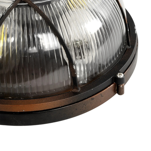 GLOBOSTAR® BOATLIGHT 61624 Vintage Φωτιστικό Καραβοχελώνα Τοίχου & Οροφής με Ντουί 2 x E27 AC 220-240V Αδιάβροχο IP65 - Χάλκινο Παλαιωμένο Εφέ Σκουριάς Ματ - Μ24 x Π24 x Υ11cm