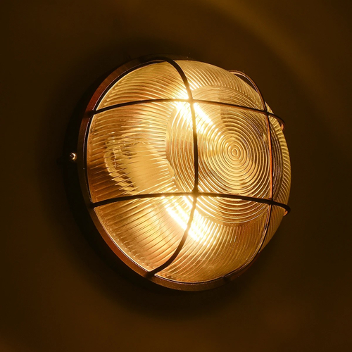 GLOBOSTAR® BOATLIGHT 61624 Vintage Φωτιστικό Καραβοχελώνα Τοίχου & Οροφής με Ντουί 2 x E27 AC 220-240V Αδιάβροχο IP65 - Χάλκινο Παλαιωμένο Εφέ Σκουριάς Ματ - Μ24 x Π24 x Υ11cm