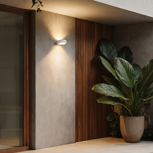 kelvo® AURA KLV-101-0115 Μοντέρνο Φωτιστικό Τοίχου - Απλίκα LED 7W 875lm 45° AC 220-240V Αδιάβροχο IP65 Θερμό Λευκό 2700K - Bridgelux COB Chip & TÜV SÜD Driver - Λευκό Ματ - Μ15 x Π13 x Υ4.5cm - 5 Χρόνια Εγγύηση