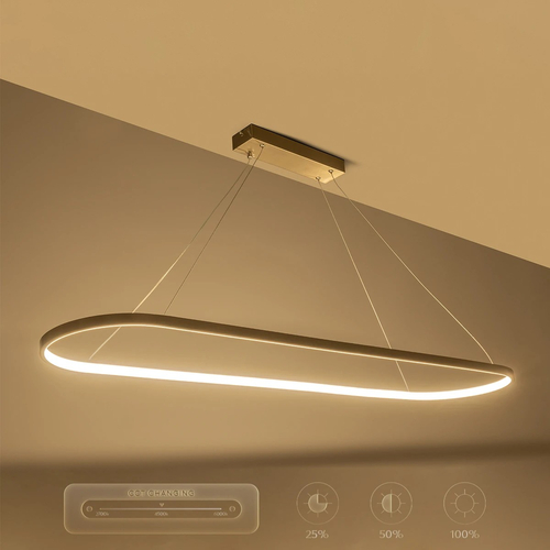 GLOBOSTAR® BOLIVAR 61273 Μοντέρνο Κρεμαστό Φωτιστικό Οροφής LED 54W 6210lm 360° AC 220-240V IP20 Ρυθμιζόμενο Λευκό CCT με Χειριστήριο από 2700K έως 6000K Dimmable - Lumileds SMD Chip - Νίκελ Βούρτσας - Μ120 x Π30 x Υ2cm - 3 Χρόνια Εγγύηση