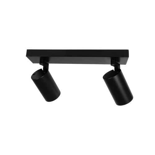 kelvo® SPOTA KLV-101-0136 Μοντέρνο Κινούμενο Φωτιστικό Σποτ Οροφής με Ντουί 2 x GU10 90° AC 220-240V IP20 - Μαύρο Ματ - Μ30 x Π6 x Υ14.5cm