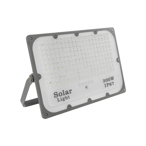 GLOBOSTAR® LUMOVOX 73069 Προβολέας LED 300W 15000lm 120° DC 5V με Φωτοβολταϊκό Panel 5V 20W & Επαναφορτιζόμενη Μπαταρία Li-ion 3.2V 15000mAh Αδιάβροχο IP67 Ψυχρό Λευκό 6000K - 360 x SMD2835 Sanan Chip - Γκρι Ανθρακί - Μ37 x Π7.5 x Υ27cm - 2 Χρόνια Εγγύηση