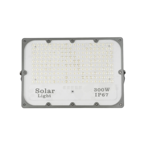 GLOBOSTAR® LUMOVOX 73069 Προβολέας LED 300W 15000lm 120° DC 5V με Φωτοβολταϊκό Panel 5V 20W & Επαναφορτιζόμενη Μπαταρία Li-ion 3.2V 15000mAh Αδιάβροχο IP67 Ψυχρό Λευκό 6000K - 360 x SMD2835 Sanan Chip - Γκρι Ανθρακί - Μ37 x Π7.5 x Υ27cm - 2 Χρόνια Εγγύηση