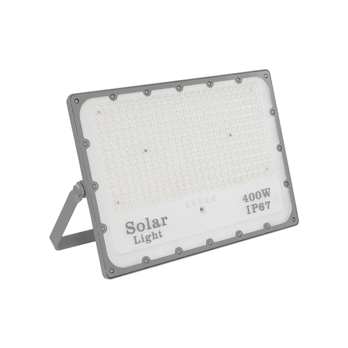 GLOBOSTAR® LUMOVOX 73070 Προβολέας LED 400W 20000lm 120° DC 5V με Φωτοβολταϊκό Panel 5V 25W & Επαναφορτιζόμενη Μπαταρία Li-ion 3.2V 20000mAh Αδιάβροχο IP67 Ψυχρό Λευκό 6000K - 400 x SMD2835 Sanan Chip - Γκρι Ανθρακί - Μ45 x Π7.5 x Υ30.5cm - 2 Χρόνια Εγγύηση