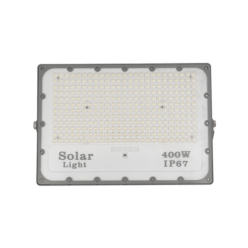 GLOBOSTAR® LUMOVOX 73070 Προβολέας LED 400W 20000lm 120° DC 5V με Φωτοβολταϊκό Panel 5V 25W & Επαναφορτιζόμενη Μπαταρία Li-ion 3.2V 20000mAh Αδιάβροχο IP67 Ψυχρό Λευκό 6000K - 400 x SMD2835 Sanan Chip - Γκρι Ανθρακί - Μ45 x Π7.5 x Υ30.5cm - 2 Χρόνια Εγγύηση