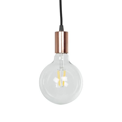 GLOBOSTAR® WHIP 77665 Μοντέρνο DIY Φωτιστικό με Υφασμάτινο Καλώδιο, Ντουί 1 x E27, Διακόπτη On/Off & Πρίζα AC 220-240V IP20 - Μαύρο & Ροζ Χρυσό - Μ150 x Π4 x Υ4cm