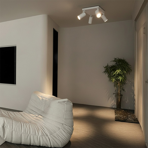 kelvo® SPOTA KLV-101-0147 Μοντέρνο Κινούμενο Φωτιστικό Σποτ Οροφής με Ντουί 4 x GU10 90° AC 220-240V IP20 - Λευκό Ματ - Μ26 x Π26 x Υ14cm