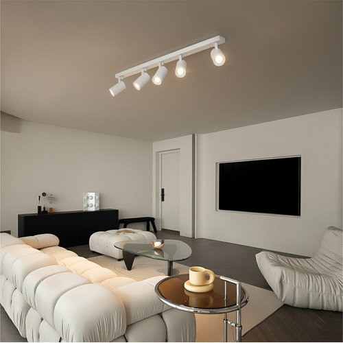 kelvo® SPOTA KLV-101-0143 Μοντέρνο Κινούμενο Φωτιστικό Σποτ Οροφής με Ντουί 5 x GU10 90° AC 220-240V IP20 - Λευκό Ματ - Μ79.5 x Π6.3 x Υ14cm