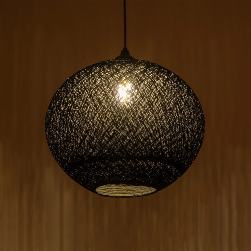 GLOBOSTAR® SOLEI 205-0004 Boho Κρεμαστό Φωτιστικό Οροφής με Ντουί 1 x E27 AC 220-240V IP20 - Μαύρο - M40 x Π40 x Υ36cm