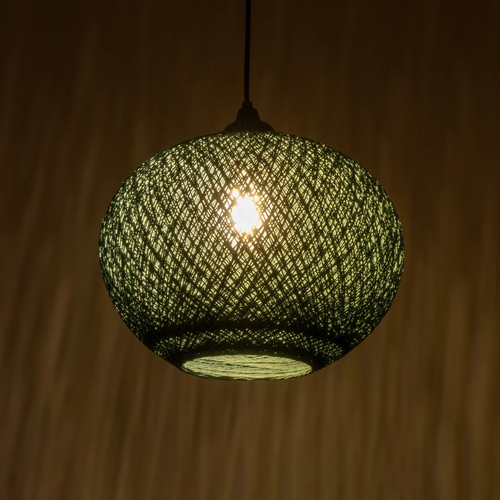 GLOBOSTAR® SOLEI 205-0014 Boho Κρεμαστό Φωτιστικό Οροφής με Ντουί 1 x E27 AC 220-240V IP20 - Πράσινο - M30 x Π30 x Υ26cm