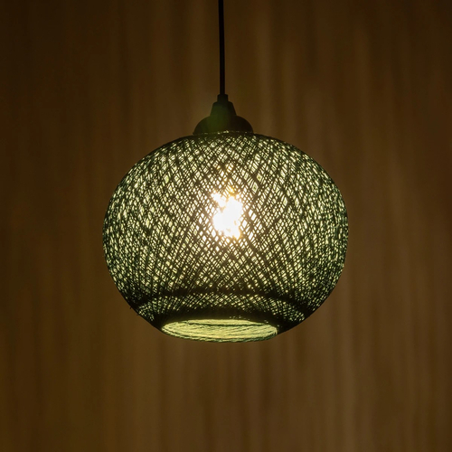 GLOBOSTAR® SOLEI 205-0015 Boho Κρεμαστό Φωτιστικό Οροφής με Ντουί 1 x E27 AC 220-240V IP20 - Πράσινο - M20 x Π20 x Υ25cm