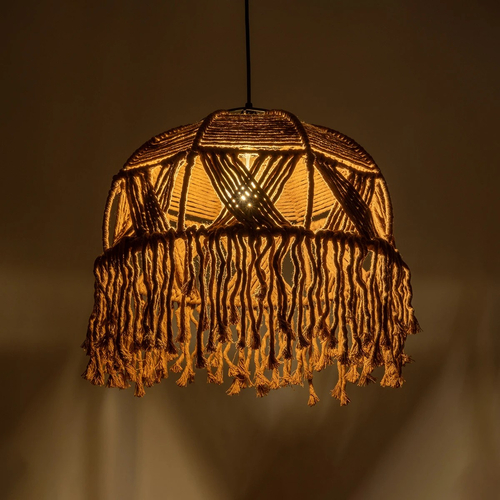 GLOBOSTAR® TONA 205-0016 Boho Κρεμαστό Φωτιστικό Οροφής με Ντουί 1 x E27 AC 220-240V IP20 - Καφέ- M40 x Π40 x Υ38cm