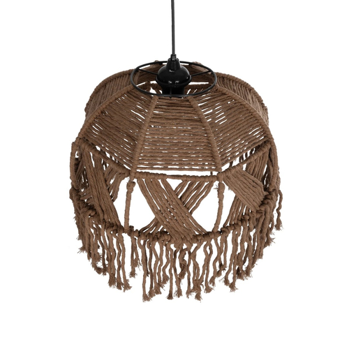 GLOBOSTAR® TONA 205-0016 Boho Κρεμαστό Φωτιστικό Οροφής με Ντουί 1 x E27 AC 220-240V IP20 - Καφέ- M40 x Π40 x Υ38cm