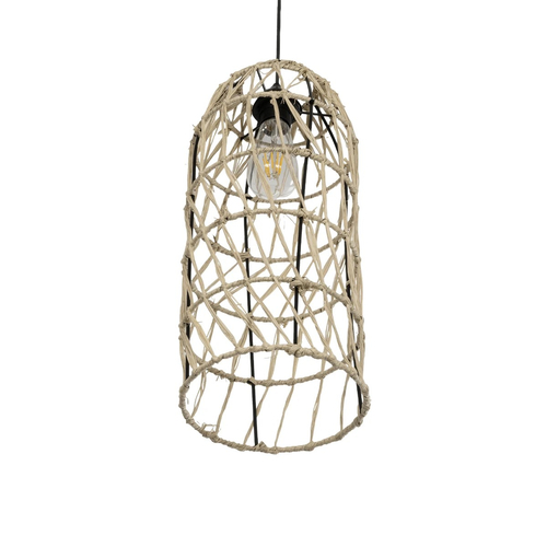 GLOBOSTAR® NETI 205-0024 Boho Κρεμαστό Φωτιστικό Οροφής με Ντουί 1 x E27 AC 220-240V IP20 - Μπεζ - M20 x Π20 x Υ49cm