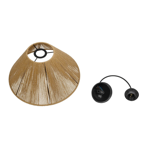 GLOBOSTAR® HATA  205-0036 Boho Κρεμαστό Φωτιστικό Οροφής με Ντουί 1 x E27 AC 220-240V IP20 - Μπεζ - M35 x Π35 x Υ21cm
