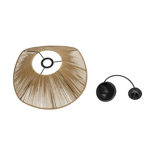 GLOBOSTAR® COURBE 205-0038 Boho Κρεμαστό Φωτιστικό Οροφής με Ντουί 1 x E27 AC 220-240V IP20 - Μπεζ - M40 x Π40 x Υ17cm