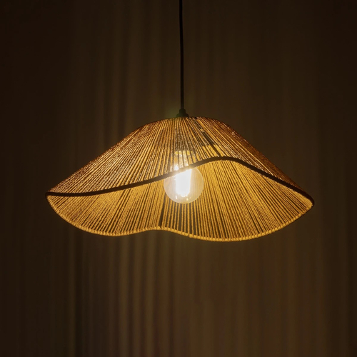 GLOBOSTAR® COURBE 205-0038 Boho Κρεμαστό Φωτιστικό Οροφής με Ντουί 1 x E27 AC 220-240V IP20 - Μπεζ - M40 x Π40 x Υ17cm