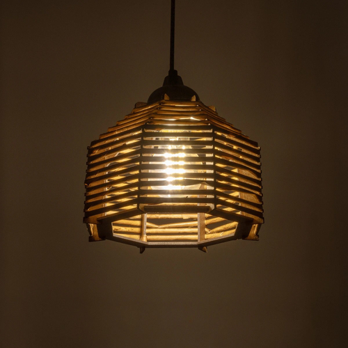 GLOBOSTAR® JUTTO 205-0040 Boho Κρεμαστό Φωτιστικό Οροφής με Ντουί 1 x E27 AC 220-240V IP20 - Μπεζ - M20 x Π20 x Υ18cm