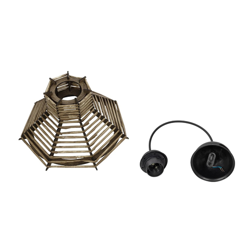 GLOBOSTAR® JUTTI 205-0042 Boho Κρεμαστό Φωτιστικό Οροφής με Ντουί 1 x E27 AC 220-240V IP20 - Μπεζ - M26 x Π26 x Υ15cm