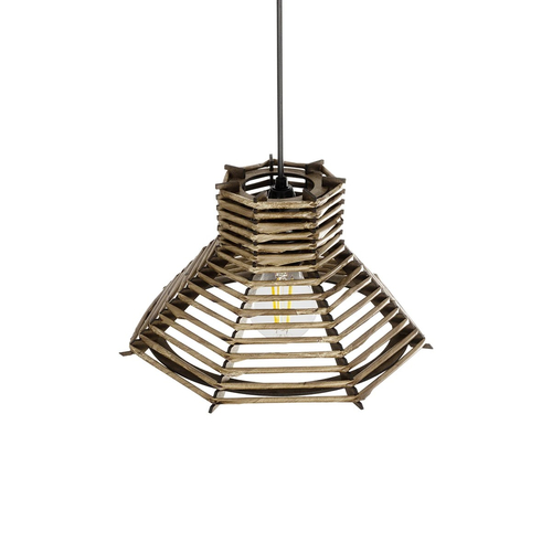 GLOBOSTAR® JUTTI 205-0042 Boho Κρεμαστό Φωτιστικό Οροφής με Ντουί 1 x E27 AC 220-240V IP20 - Μπεζ - M26 x Π26 x Υ15cm