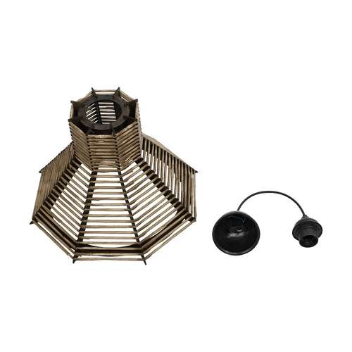 GLOBOSTAR® MEGALISTO 205-0051 Boho Κρεμαστό Φωτιστικό Οροφής με Ντουί 1 x E27 AC 220-240V IP20 - Καφέ- M40 x Π40 x Υ26cm