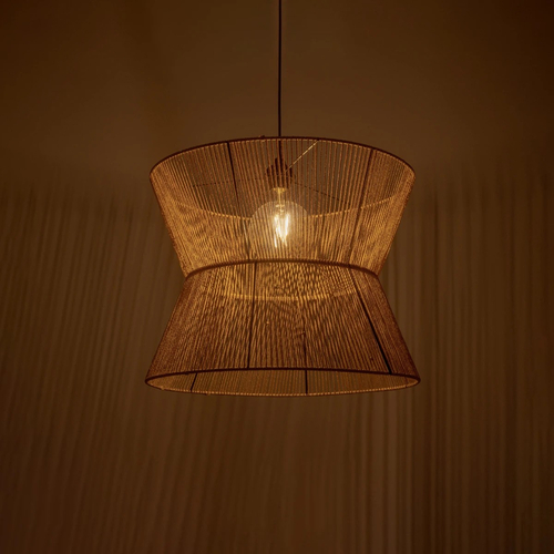 GLOBOSTAR® UPCONE 205-0056 Boho Κρεμαστό Φωτιστικό Οροφής με Ντουί 1 x E27 AC 220-240V IP20 - Μπεζ - M50 x Π50 x Υ43cm