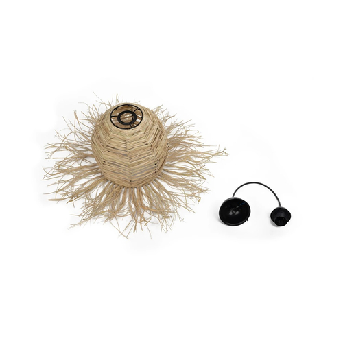 GLOBOSTAR® ROKA 205-0076 Boho Κρεμαστό Φωτιστικό Οροφής με Ντουί 1 x E27 AC 220-240V IP20 - Μπεζ - M25 x Π25 x Υ45cm