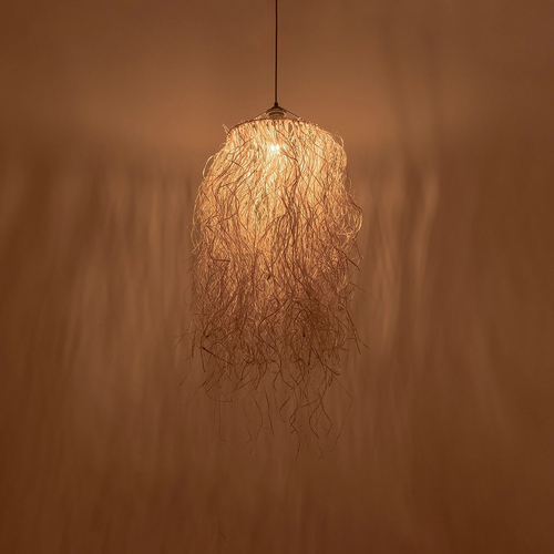 GLOBOSTAR® PIOVERE 205-0078 Boho Κρεμαστό Φωτιστικό Οροφής με Ντουί 1 x E27 AC 220-240V IP20 - Μπεζ - M35 x Π35 x Υ70cm