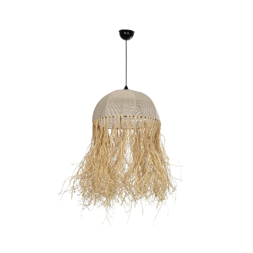 GLOBOSTAR® PLUVIA 205-0081 Boho Κρεμαστό Φωτιστικό Οροφής με Ντουί 1 x E27 AC 220-240V IP20 - Μπεζ - M40 x Π40 x Υ70cm