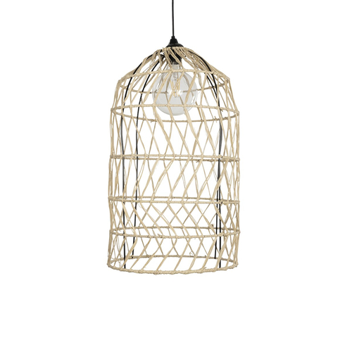 GLOBOSTAR® NETI 205-0025 Boho Κρεμαστό Φωτιστικό Οροφής με Ντουί 1 x E27 AC 220-240V IP20 - Μπεζ - M35 x Π35 x Υ63cm