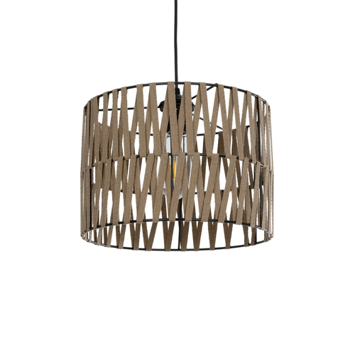 GLOBOSTAR® MARS 205-0054 Boho Κρεμαστό Φωτιστικό Οροφής με Ντουί 1 x E27 AC 220-240V IP20 - Μπεζ - M30 x Π30 x Υ24cm