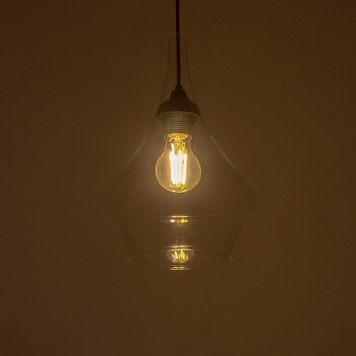 GLOBOSTAR® TORU 206-0042 Μοντέρνο Κρεμαστό Φωτιστικό Οροφής με Ντουί 1 x E27 AC 220-240V IP20 - Διάφανο - Μ20 x Π20 x Υ31cm