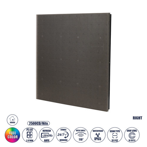 GLOBOSTAR® FLOORWALL 41028 Module για Διαδραστική Οθόνη Πατώματος Video Wall 25x25cm 84x84px P2.97 LED 50W 3840Hz 7056 Dots ≥4500cd/㎡ Nits DC 5V Εξωτερικού Χώρου IP65 Full Color S1/42 14Bits - Kinglight SMD1415 - Δεξί - Μ25 x Π2.5 x Υ25cm - 2 Χρόνια Εγγύηση