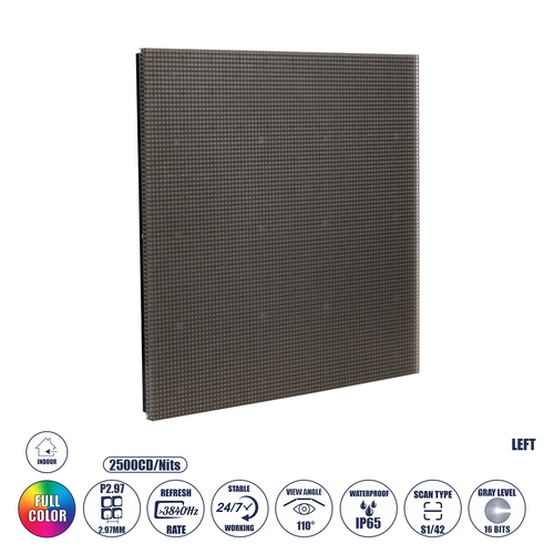 GLOBOSTAR® FLOORWALL 41059 Module για Διαδραστική Οθόνη Πατώματος Video Wall 25x25cm 84x84px P2.97 LED 50W 3840Hz 7056 Dots ≥4500cd/㎡ Nits DC 5V Εξωτερικού Χώρου IP65 Full Color S1/42 14Bits - Kinglight SMD1415 - Αριστερό - Μ25 x Π2.5 x Υ25cm - 2 Χρόνια Εγγύηση