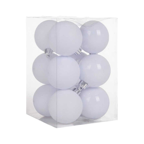 Σετ Χριστουγεννιάτικες μπάλες - 8cm - 12pcs - 326062 - White