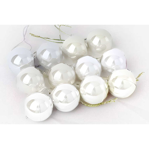 Σετ Χριστουγεννιάτικες μπάλες - 8cm - 12pcs - 326048 - White