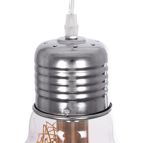 GLOBOSTAR® LAMP 999-0056 Μοντέρνο Κρεμαστό Φωτιστικό Οροφής με Ντουί 1 x E27 AC 220-240V IP20 - Διάφανο, Χρυσό & Ασημί - Μ15 x Π15 x Υ27cm