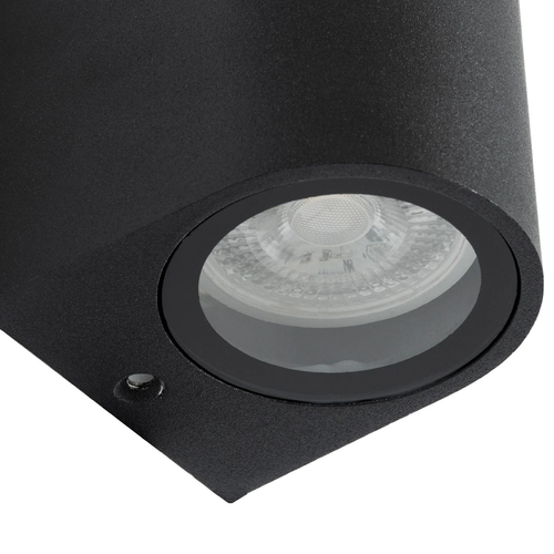 kelvo® MURANO KLV-101-0015 Φωτιστικό Τοίχου / Απλίκα για 2 Λάμπες MR16 με Ντουί GU10 AC 220-240V Αδιάβροχο IP65 - Μαύρο Ματ - Μ8 x Π8 x Υ15cm