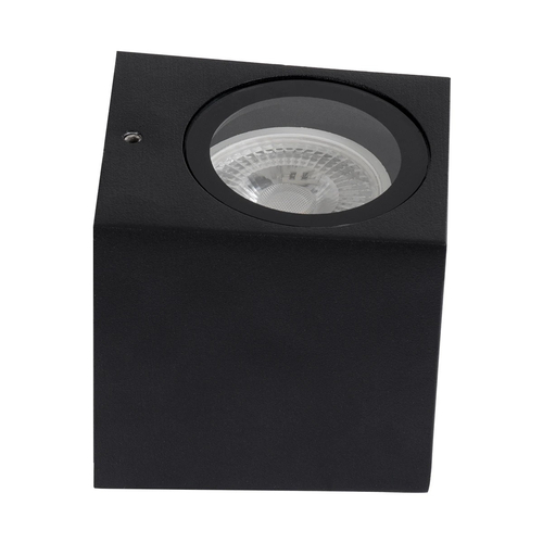 kelvo® BURANO KLV-101-0018 Φωτιστικό Τοίχου / Απλίκα για Λάμπα MR16 με Ντουί GU10 AC 220-240V Αδιάβροχο IP65 - Μαύρο Ματ - Μ8 x Π8 x Υ7cm