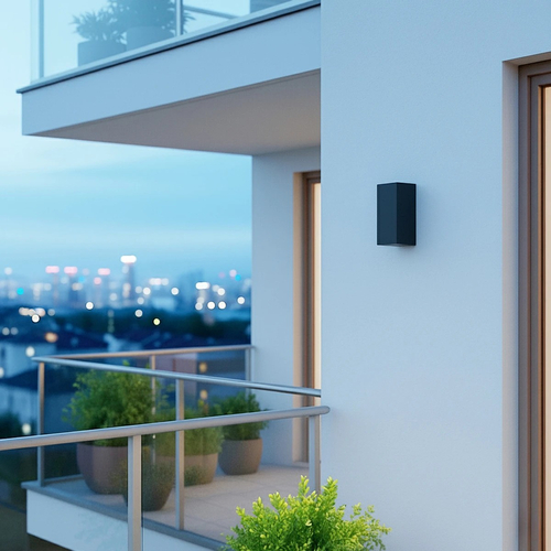 kelvo® BURANO KLV-101-0021 Φωτιστικό Τοίχου / Απλίκα για 2 Λάμπες MR16 με Ντουί GU10 AC 220-240V Αδιάβροχο IP65 - Μαύρο Ματ - Μ8 x Π8 x Υ15cm