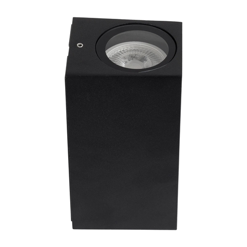 kelvo® BURANO KLV-101-0021 Φωτιστικό Τοίχου / Απλίκα για 2 Λάμπες MR16 με Ντουί GU10 AC 220-240V Αδιάβροχο IP65 - Μαύρο Ματ - Μ8 x Π8 x Υ15cm