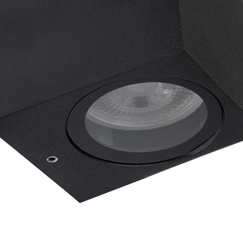 kelvo® BURANO KLV-101-0021 Φωτιστικό Τοίχου / Απλίκα για 2 Λάμπες MR16 με Ντουί GU10 AC 220-240V Αδιάβροχο IP65 - Μαύρο Ματ - Μ8 x Π8 x Υ15cm
