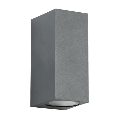 kelvo® BURANO KLV-101-0022 Φωτιστικό Τοίχου / Απλίκα για 2 Λάμπες MR16 με Ντουί GU10 AC 220-240V Αδιάβροχο IP65 - Γκρι Ανθρακί Ματ - Μ8 x Π8 x Υ15cm