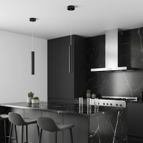 kelvo® CANAL KLV-101-0070 Κρεμαστό Φωτιστικό Οροφής LED 7W 700lm 36° AC 220-240V IP20 Θερμό Λευκό 2700K - Bridgelux COB Chip & TÜV SÜD Driver - Μαύρο Ματ - Μ4 x Π4 x Υ30cm - 5 Χρόνια Εγγύηση